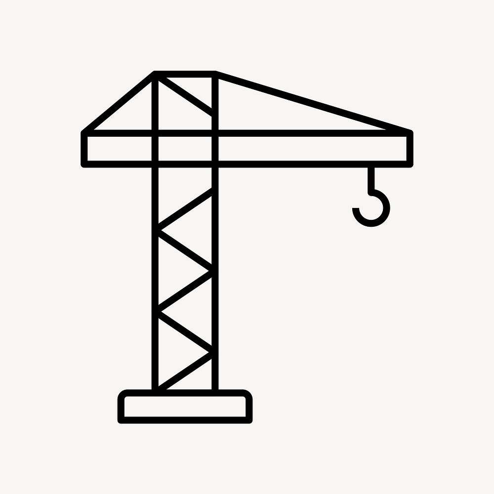 Construction crane icon, line art design vector