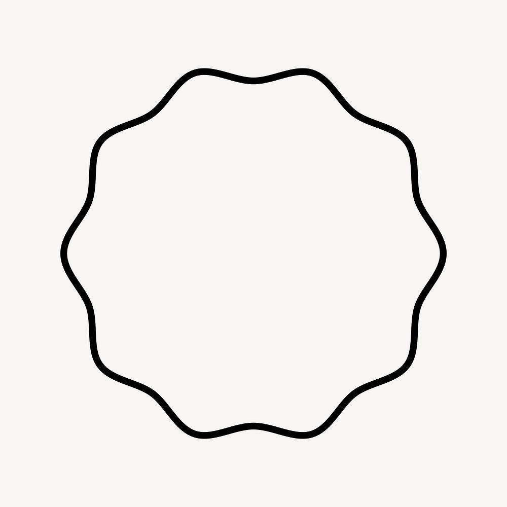 Wavy circle badge icon, line art design vector