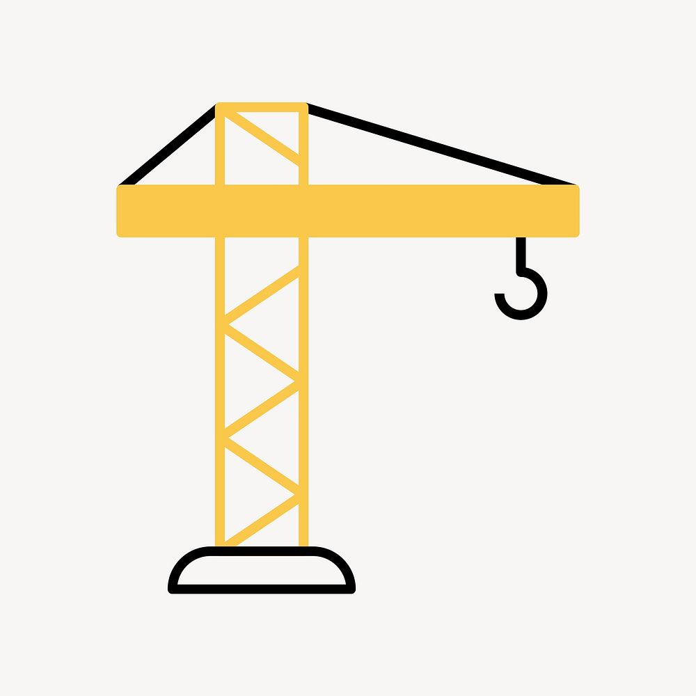 Construction crane icon, line art design vector