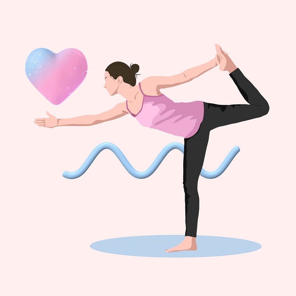 Yoga 3D remix, woman vector illustration