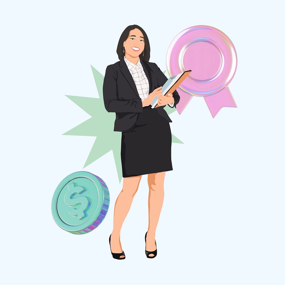 Businesswoman 3D remix, business vector illustration