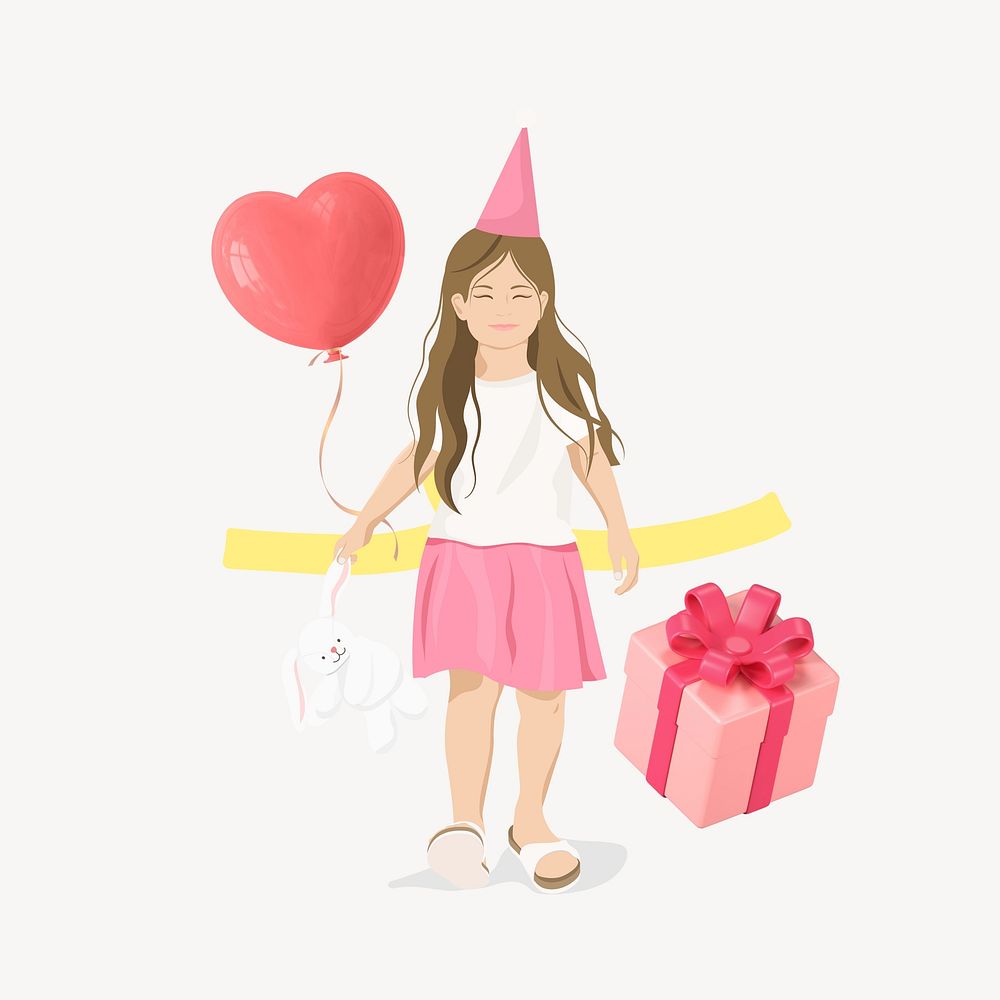 Birthday girl 3D remix vector illustration