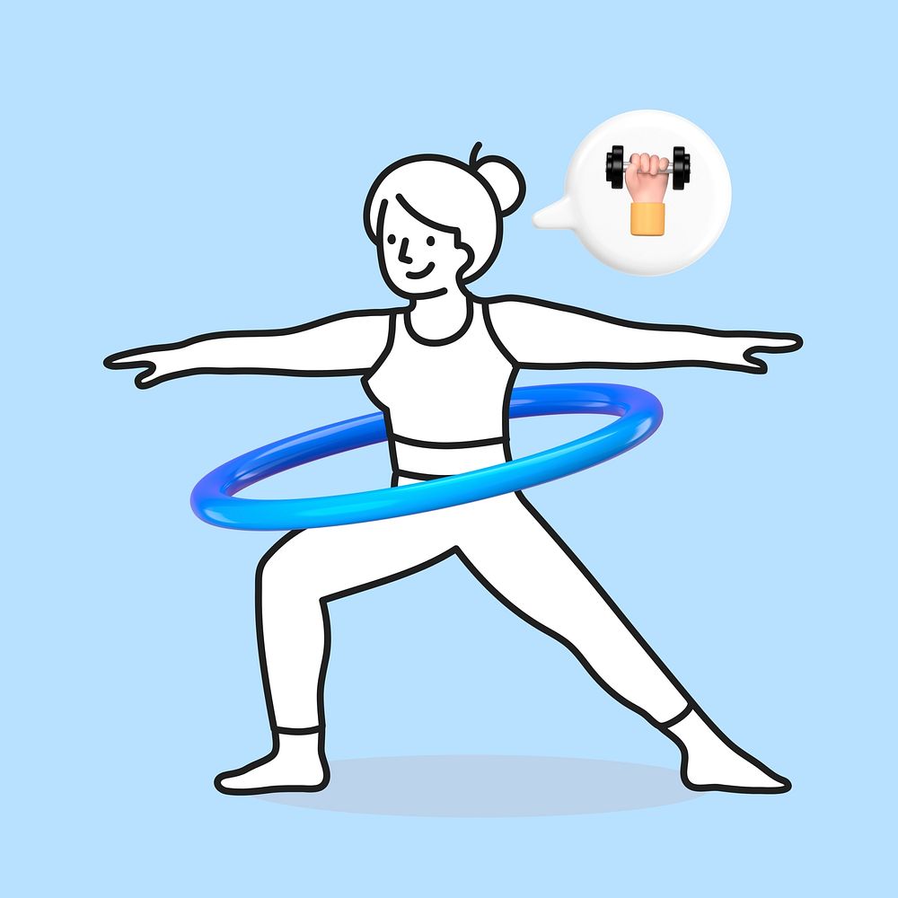 Hula hoop exercise 3D remix  illustration