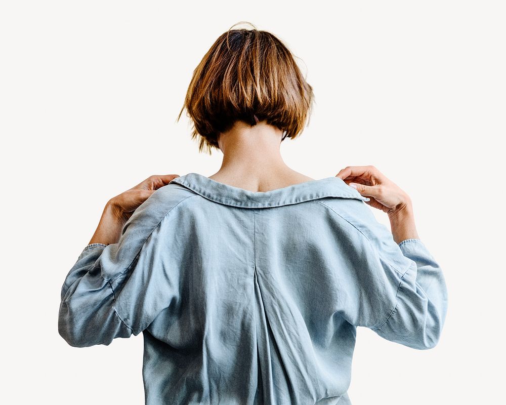 Woman with short hair isolated image