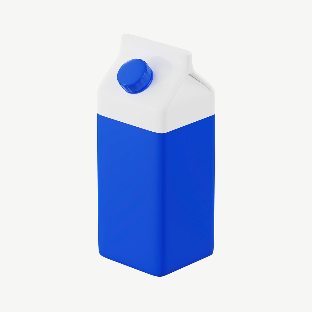 3D milk carton, collage element psd
