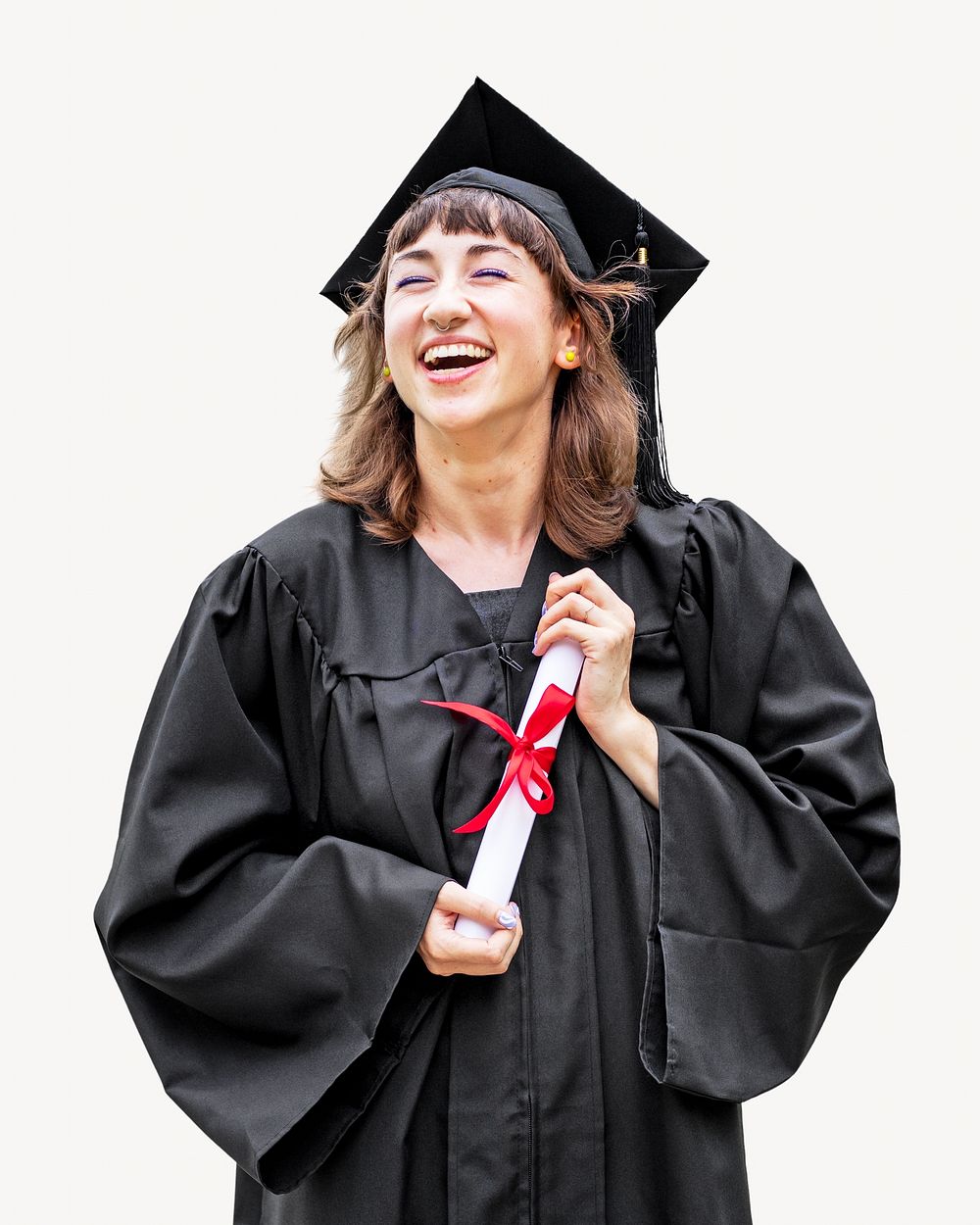Girl graduating academic education isolated image