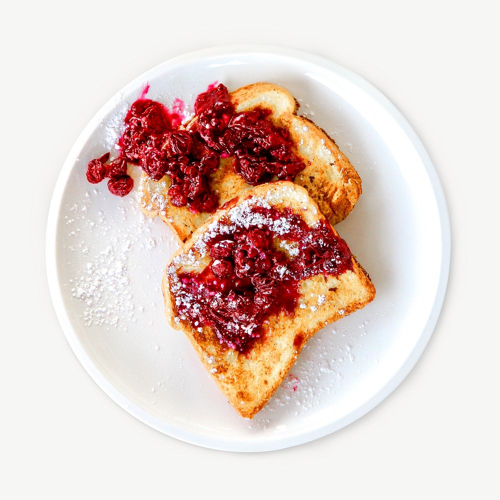 Jam French toasts healthy snack collage element psd