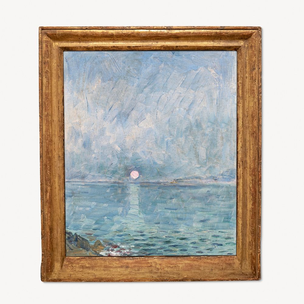 Dezider Czolder's Sea, vintage painting framed on a wall. Remixed by rawpixel.