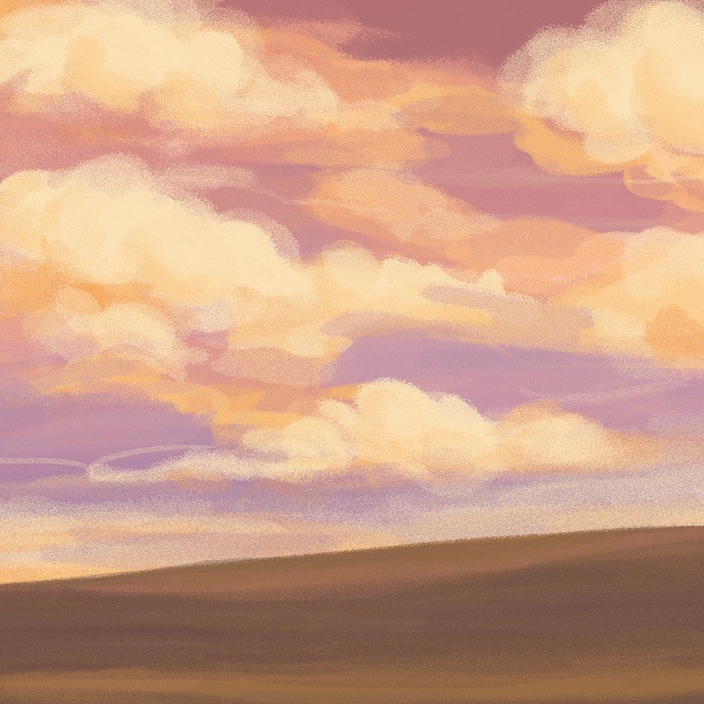 Sunset sky landscape illustration, painting 