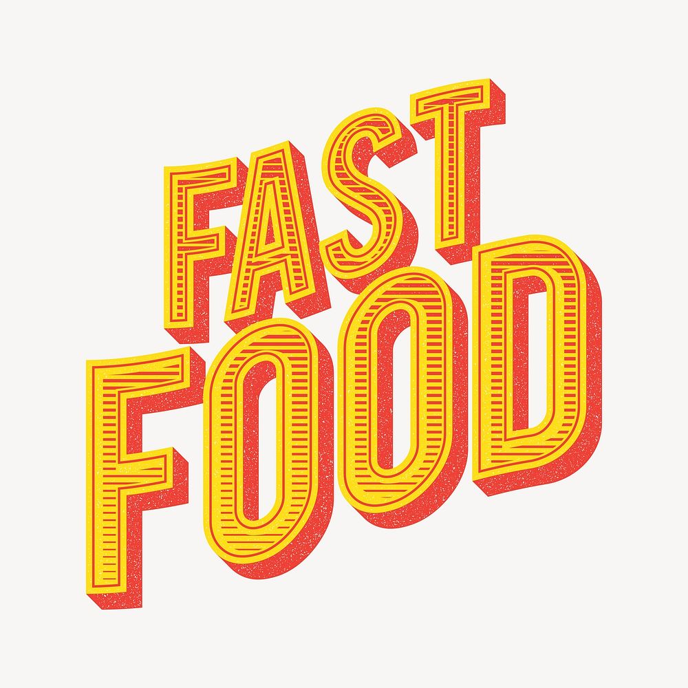 Fast food word, typography font collage element vector