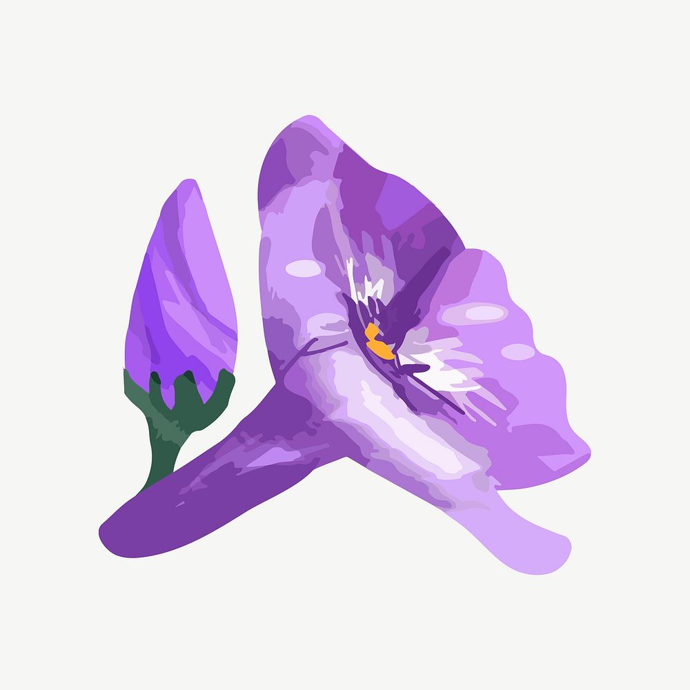 Watercolor purple phlox flower collage element psd