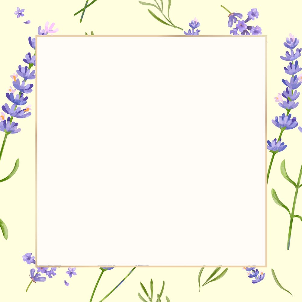 Watercolor lavender square frame
