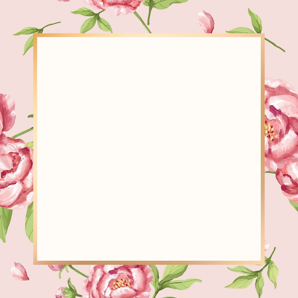 Watercolor pink peony frame