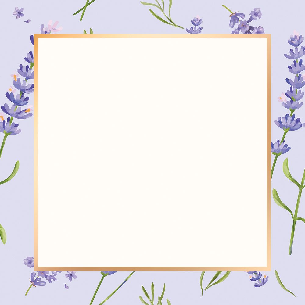 Watercolor lavender frame, digital paint design