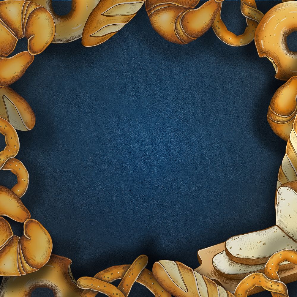 Bread frame blue background