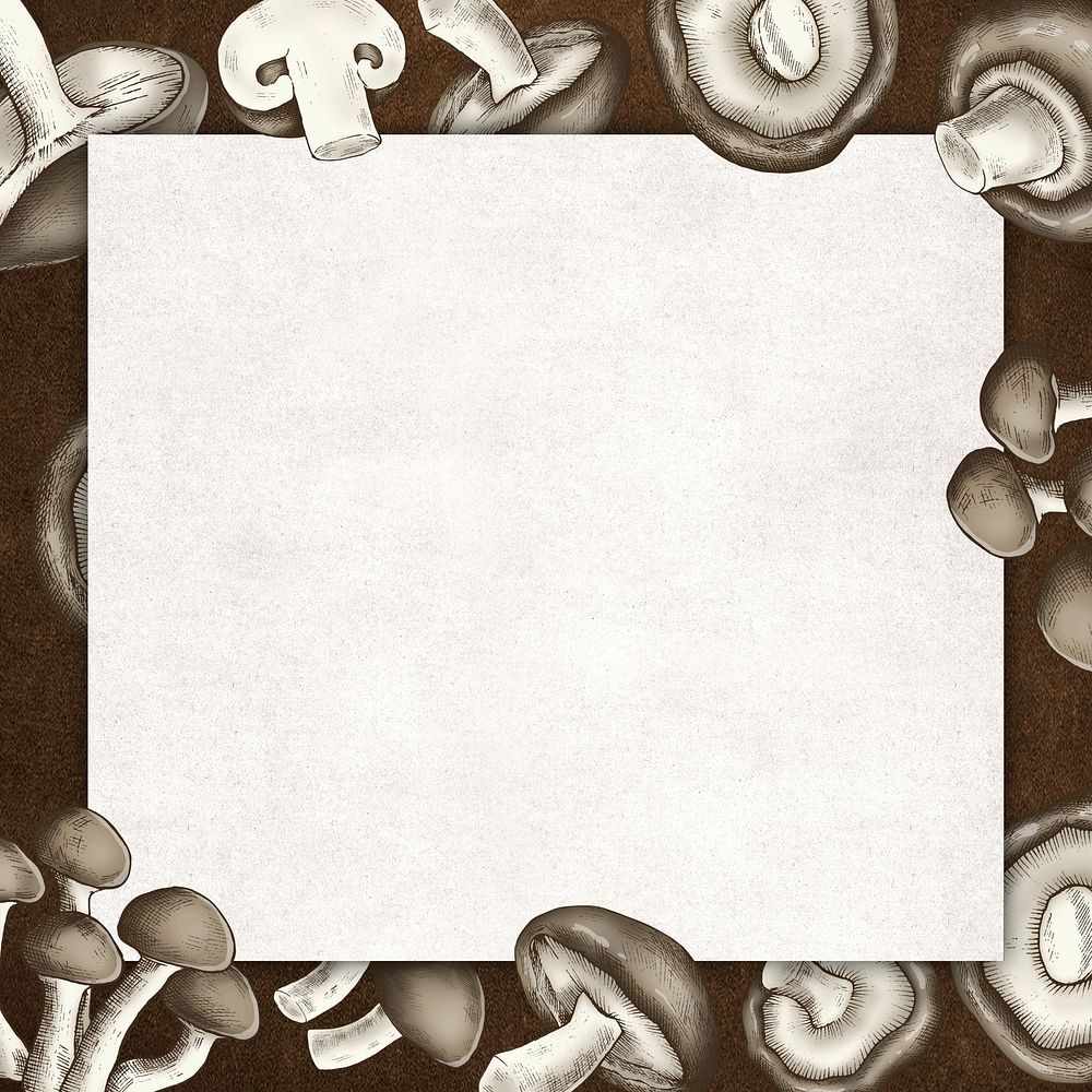 Brown mushroom frame paper design