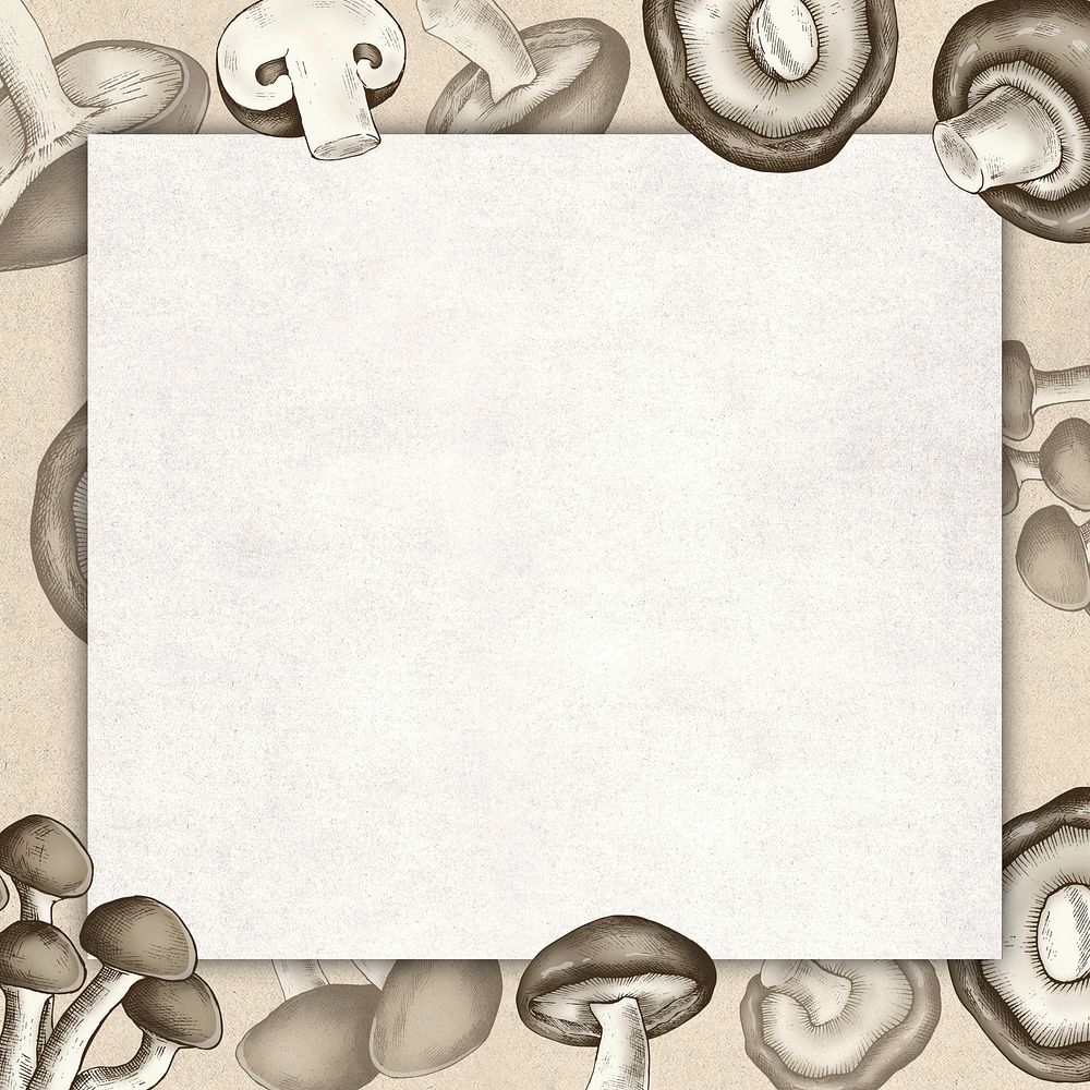 Mushroom frame beige background