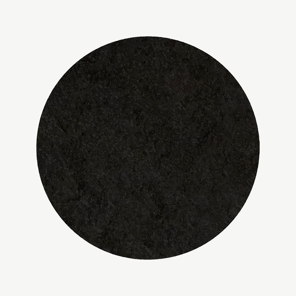 Black circle badge, textured geometric shape psd