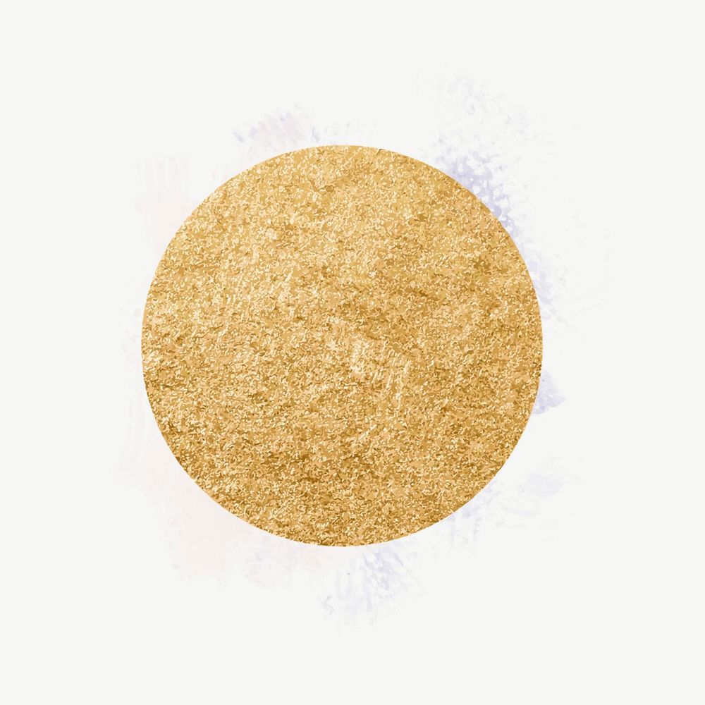 Glittery circle badge, gold geometric shape psd
