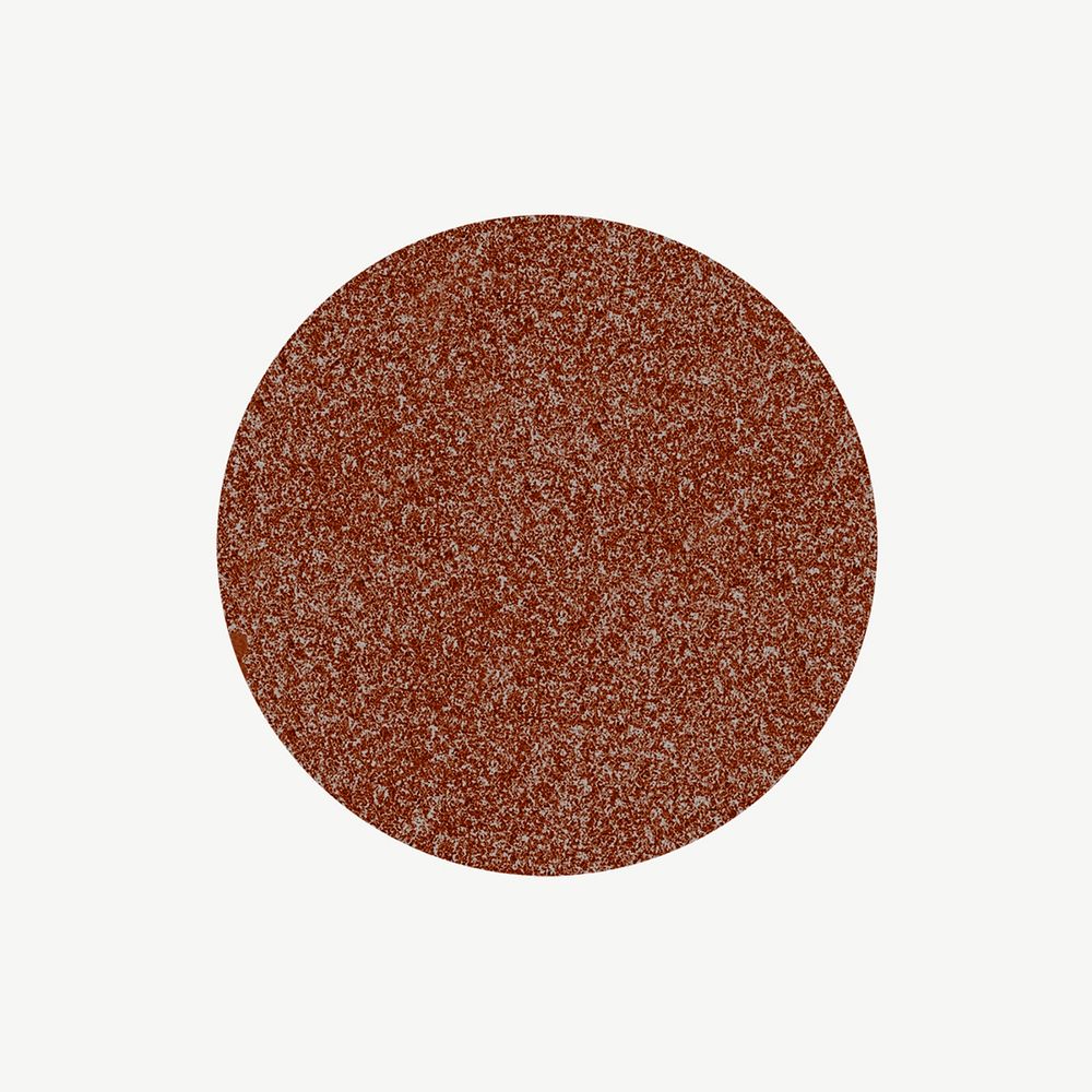 Glittery circle badge, brown geometric shape psd