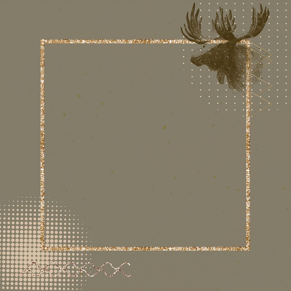 Gold moose frame background, brown design