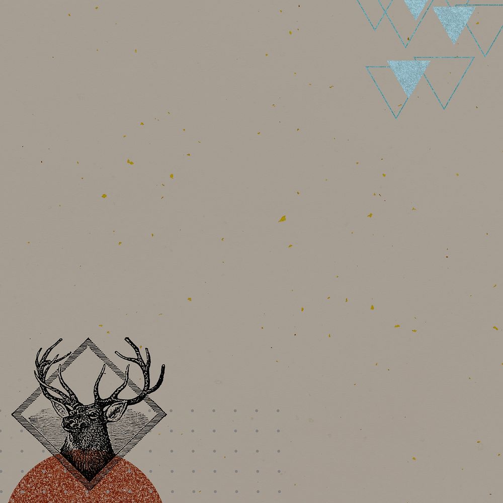 Aesthetic greige background, vintage stag border