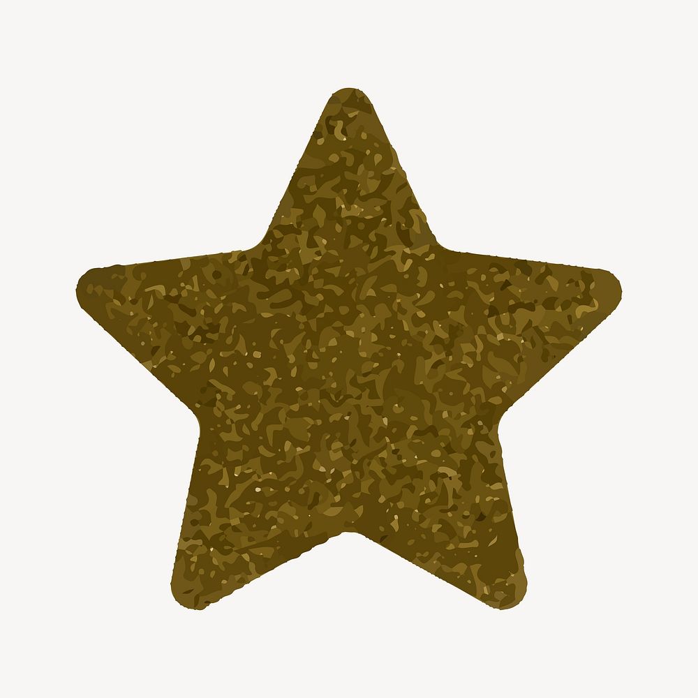 Brown glitter star element, wood chips textured shape collage element vector
