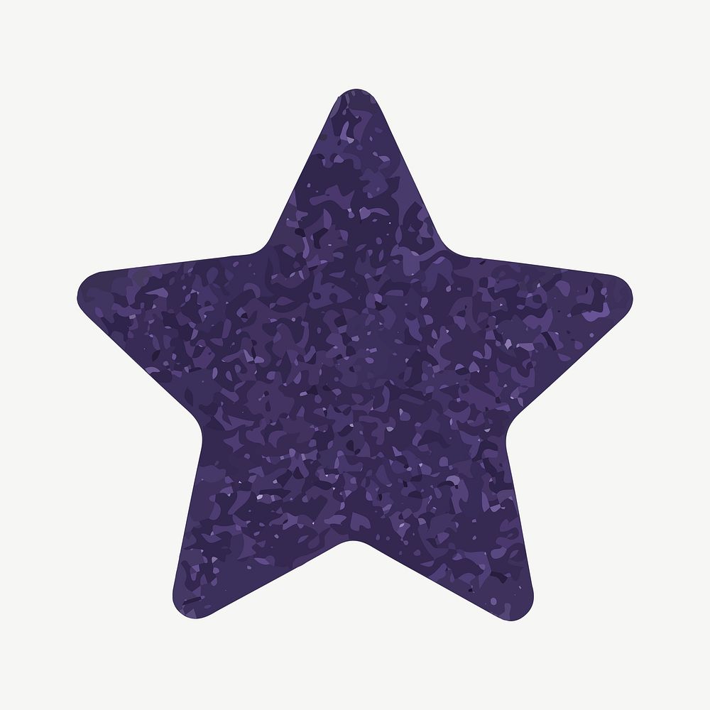 Purple glitter star element, plywood textured shape design element psd