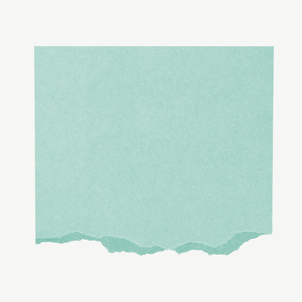 Squared green notepaper element, torn scrap paper design element psd