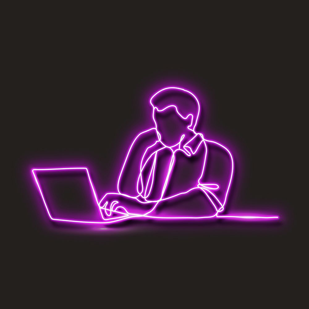 Neon purple man vector illustration