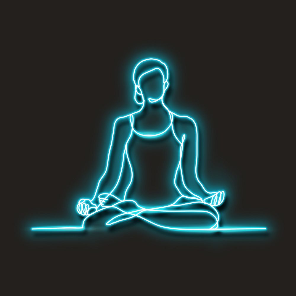 Neon blue meditation vector illustration
