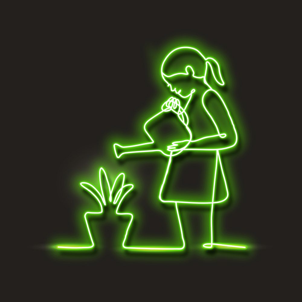 Neon green plant vector illustration