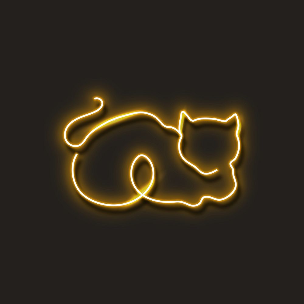 Neon yellow cat vector illustration