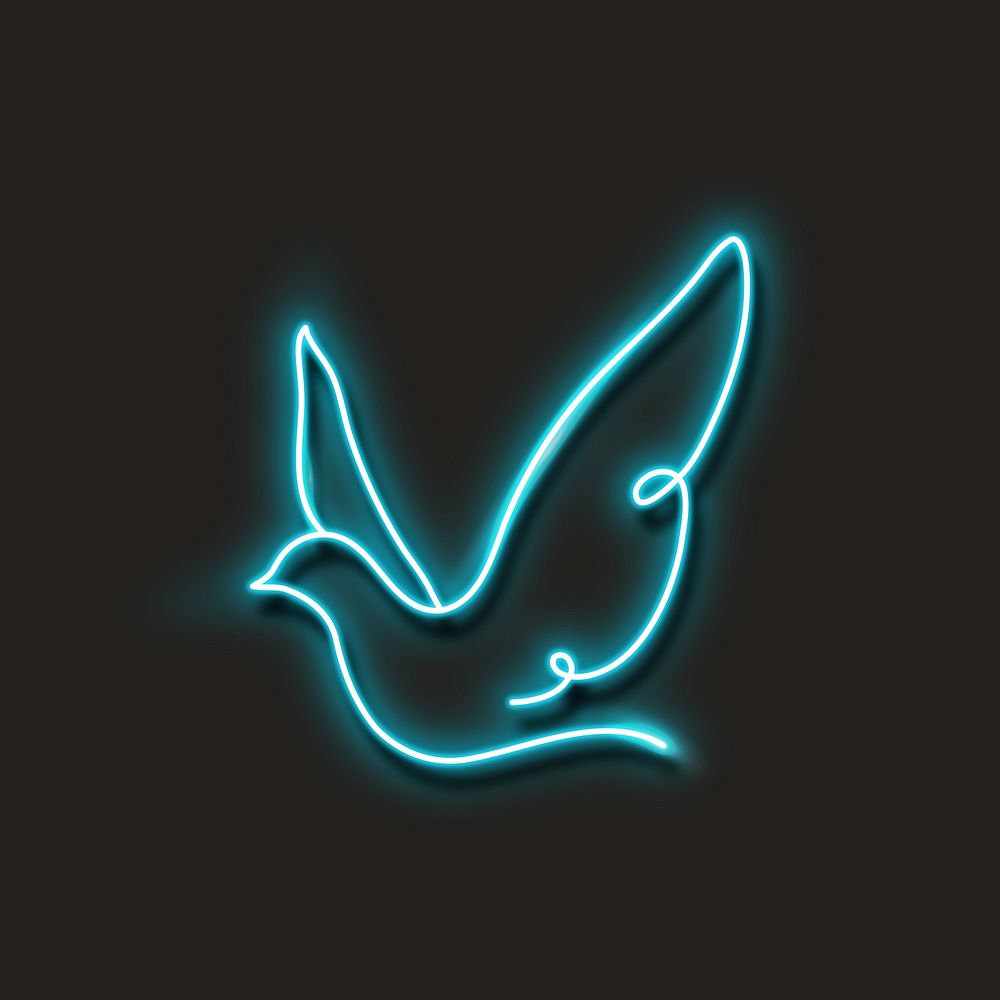 Neon blue bird vector illustration