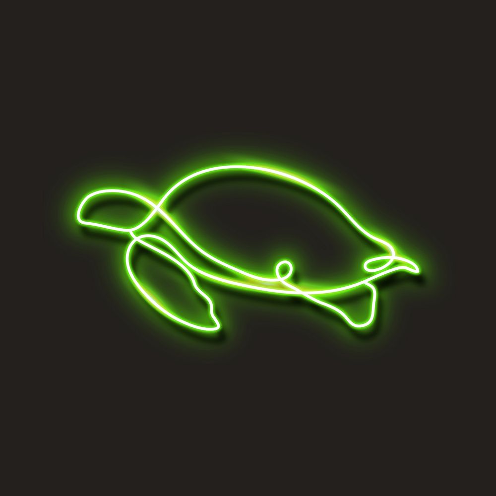 Neon green turtle vector illustration