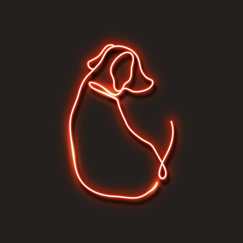 Neon red dog vector illustration