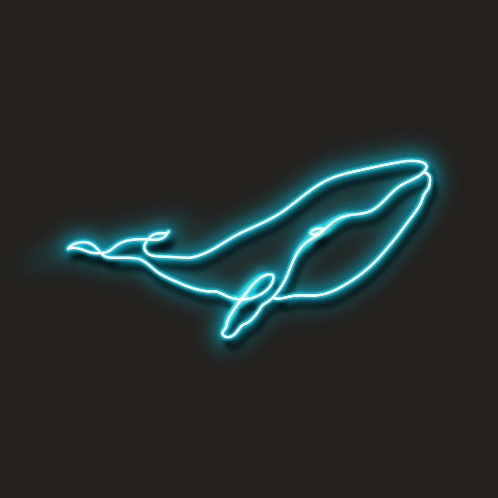 Neon blue whale vector illustration