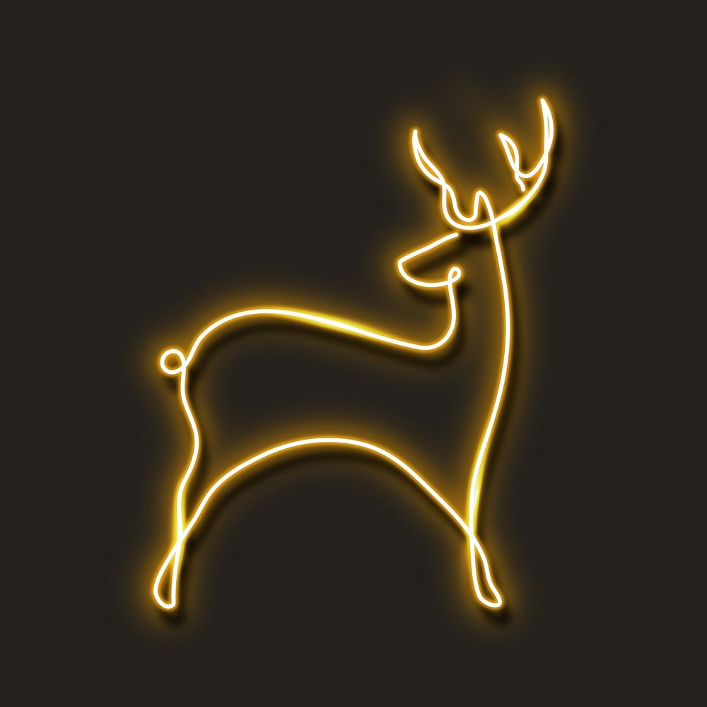 Neon yellow deer vector illustration