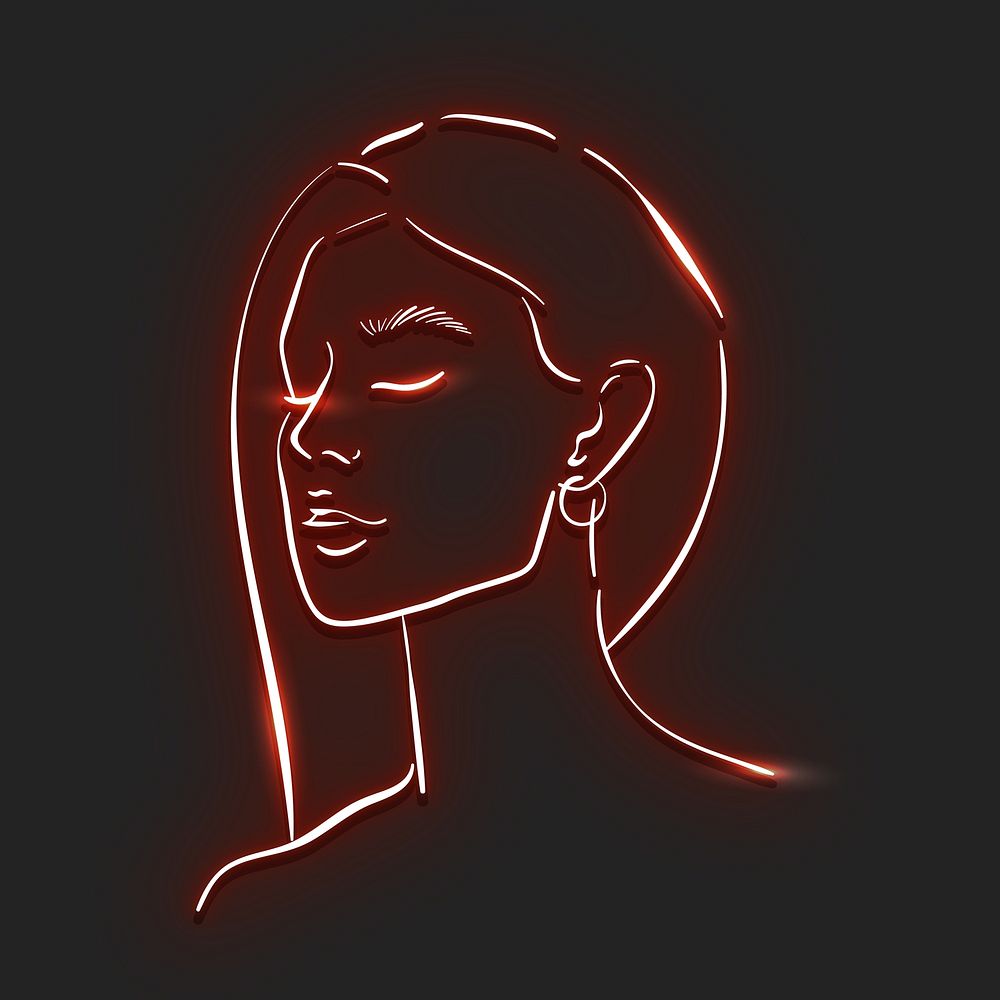 Neon red woman vector illustration