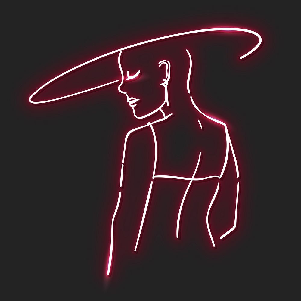 Neon red woman vector illustration