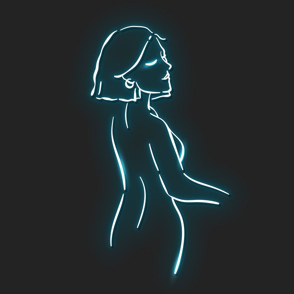 Neon blue woman vector illustration