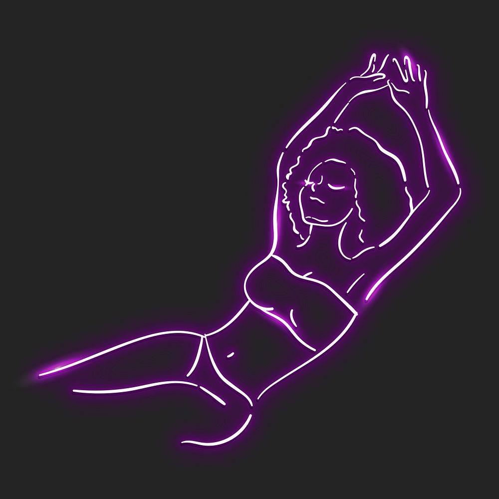 Neon purple woman vector illustration