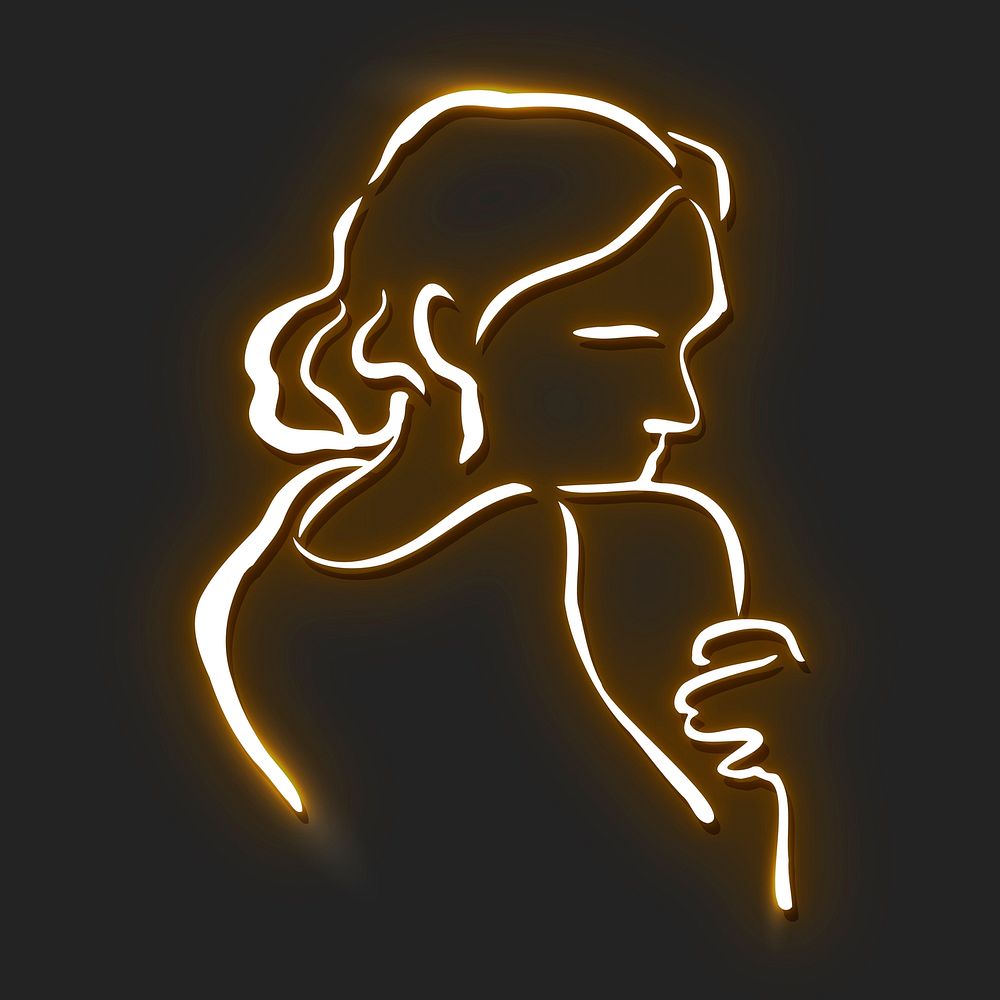 Neon yellow woman vector illustration