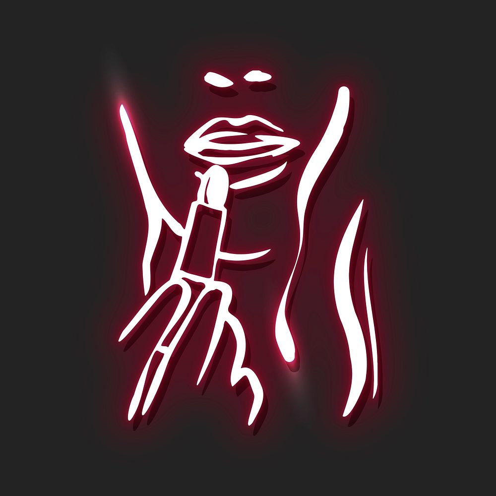 Neon red woman vector illustration