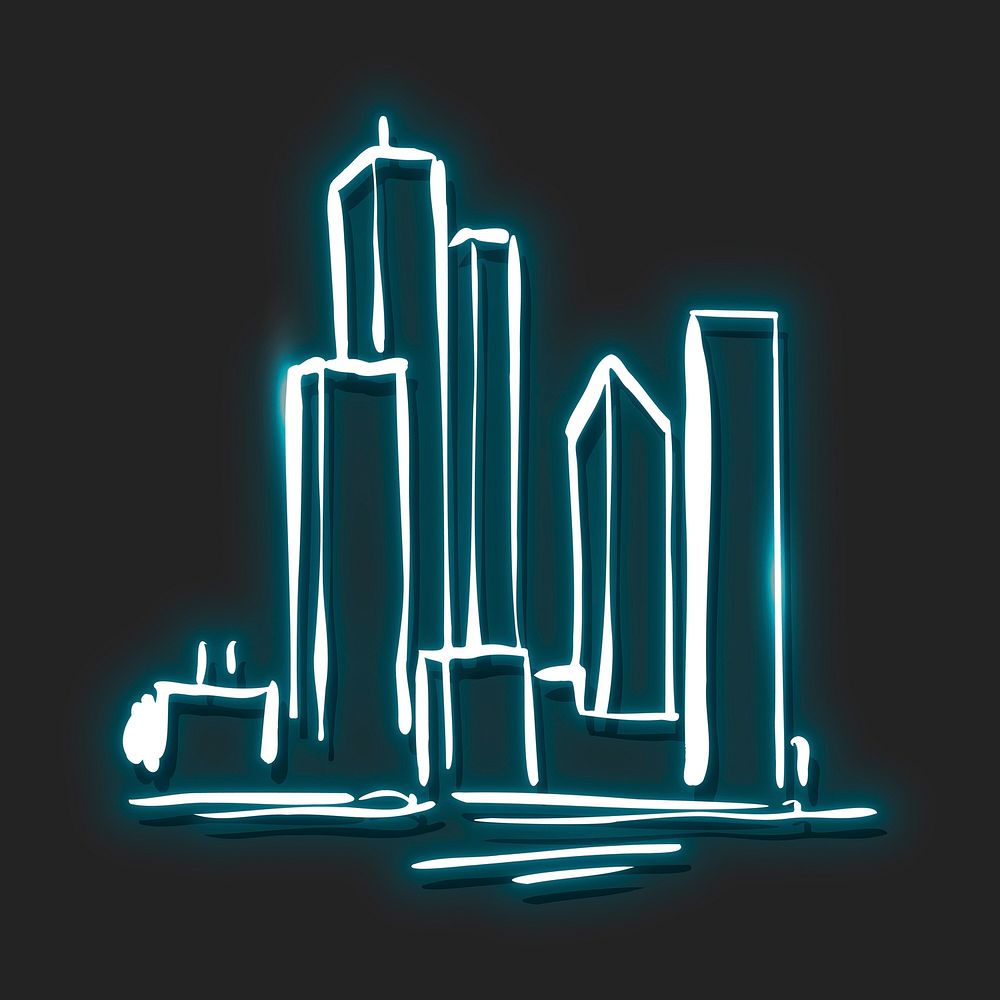 Neon blue building vector illustration