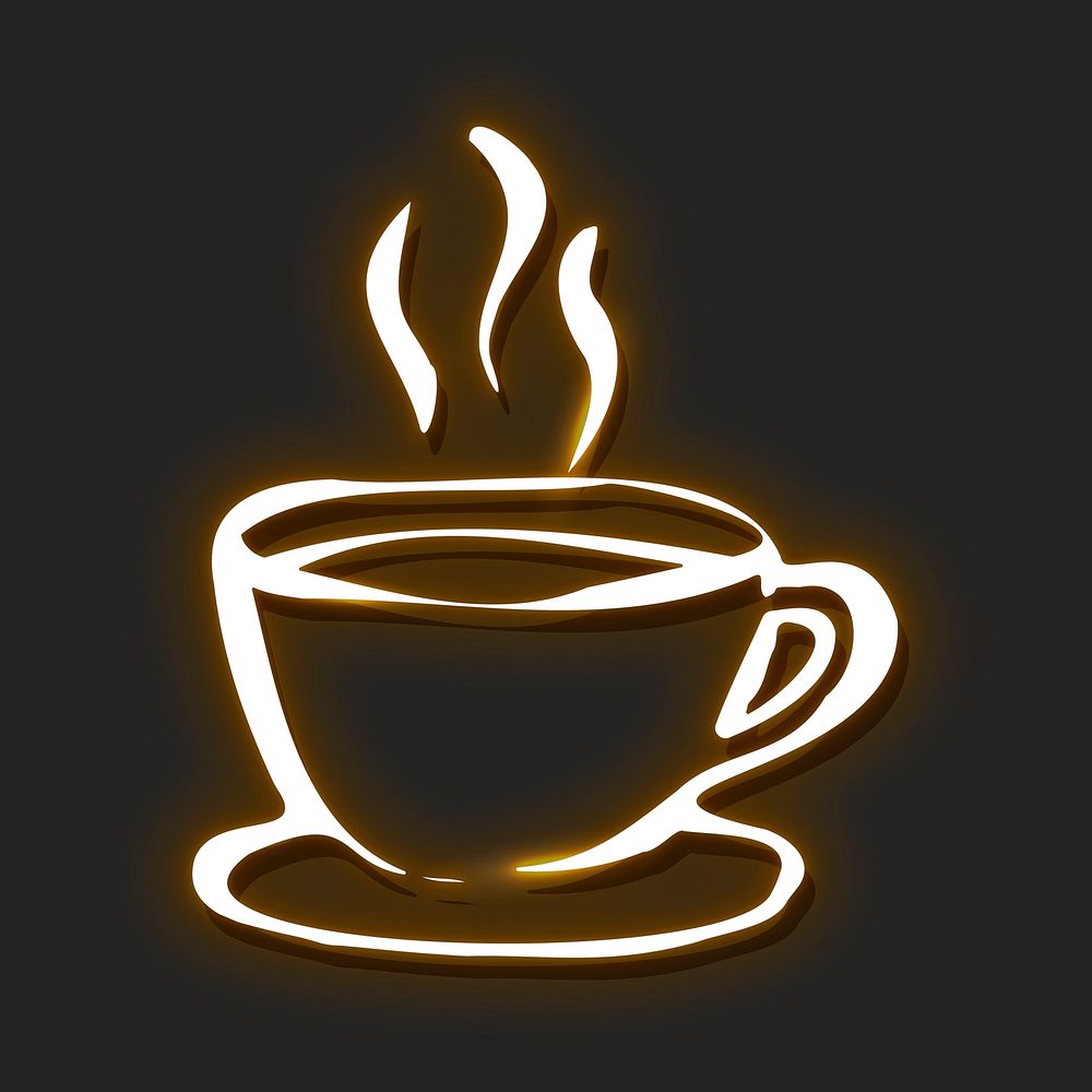 Neon yellow coffee vector illustration