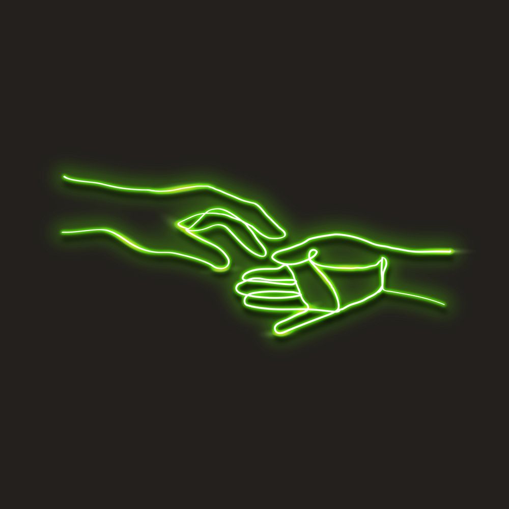 Neon green hand vector illustration