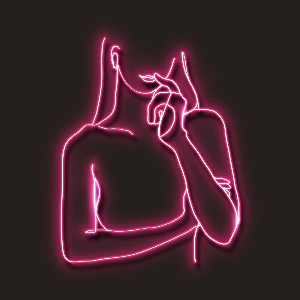 Neon red woman vector illustration