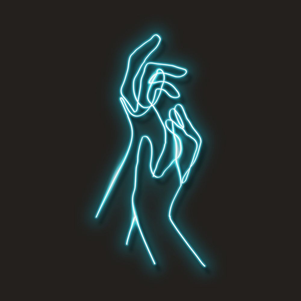 Neon blue hand vector illustration