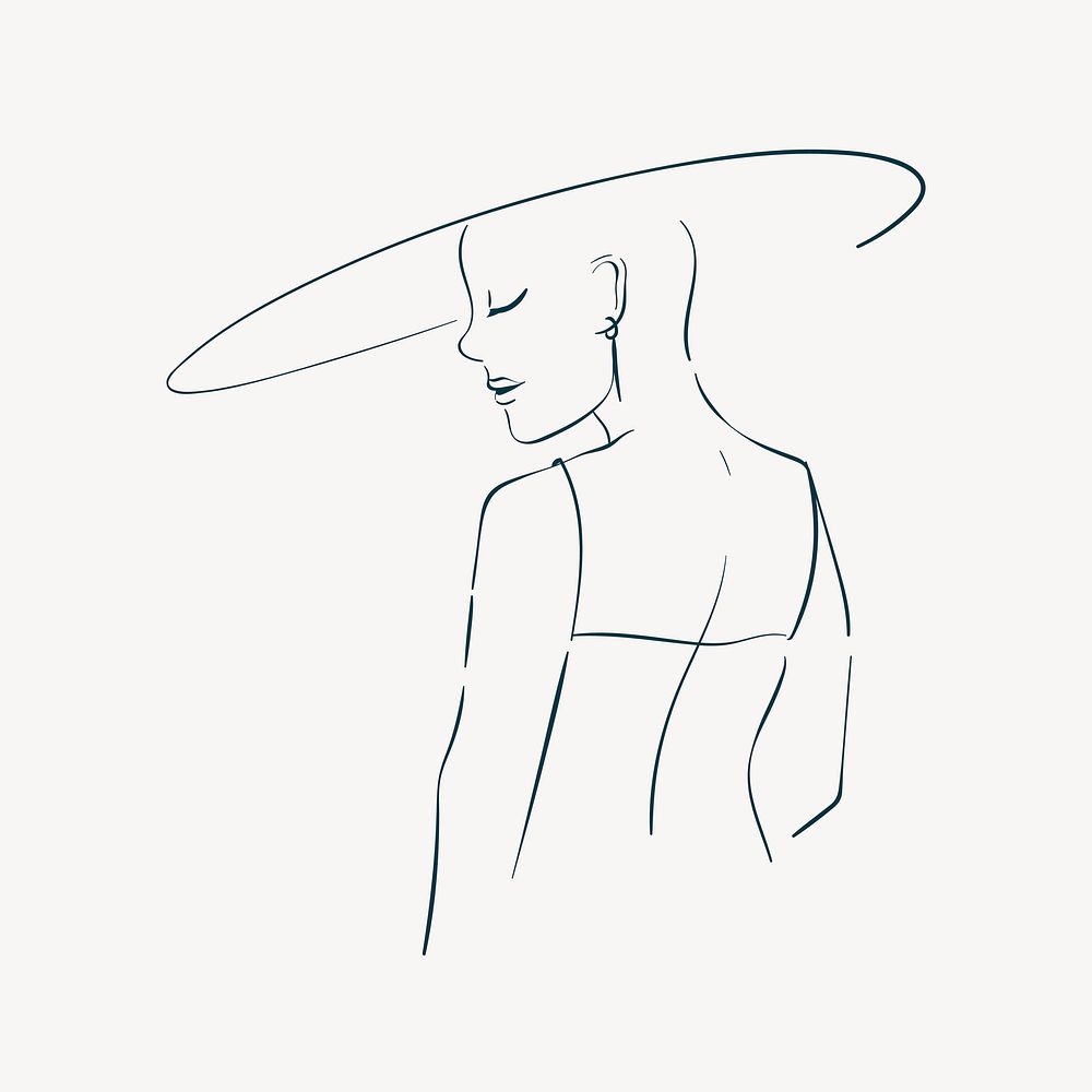 Beige woman line vector illustration